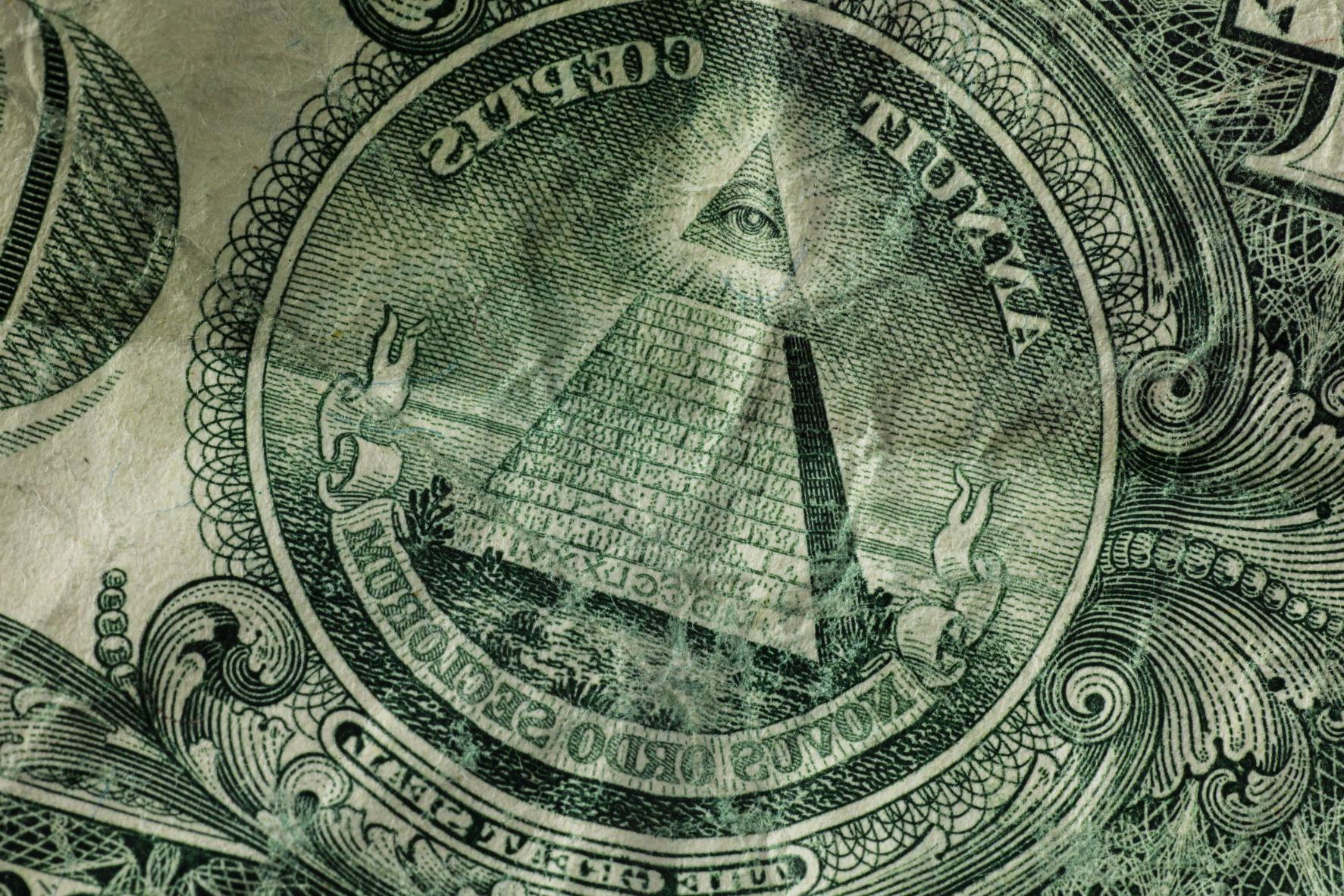 一张一美元钞票的特写照片